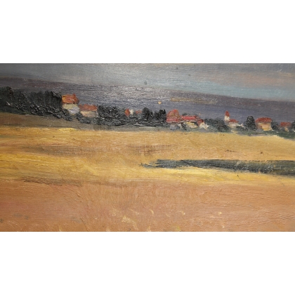 Paintings | Painting entitled ‘Village’ by ROUILLER, 70 Moinat SA  – Antiques and home décor