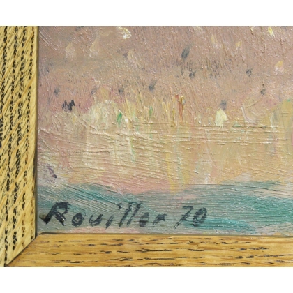 Paintings | Painting entitled ‘Village’ by ROUILLER, 70 Moinat SA  – Antiques and home décor