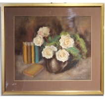 Pastel "Bouquet de roses" signé J. SCHMID