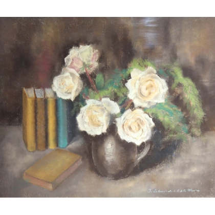 Pastel "Bouquet de roses" signé J. SCHMID-L'EPLATTENIER