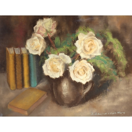 Pastel "Bouquet de roses" signé J. SCHMID-L'EPLATTENIER