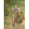 Pastel painting ‘Young Girl with a Scythe’ signed VALLET-BISSON