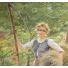 Pastel painting ‘Young Girl with a Scythe’ signed VALLET-BISSON