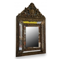 Miroir Napoléon III en laiton repoussé