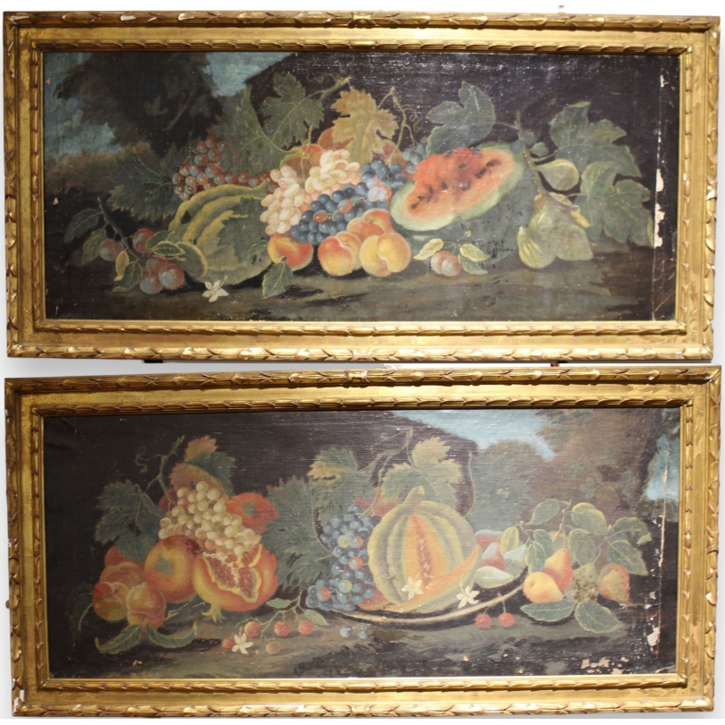 A pair of paintings entitled ‘Still Lifes with Fruit’