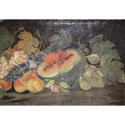 A pair of paintings entitled ‘Still Lifes with Fruit’