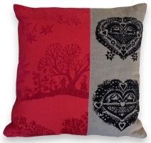 Coussin découpage rouge et gris