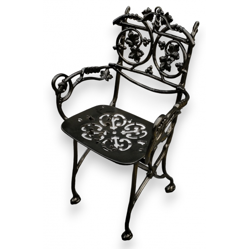 Fauteuil \"Lierre\" en fonte coloris vieux bronze