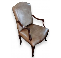 Fauteuil Régence italien en cuir beige