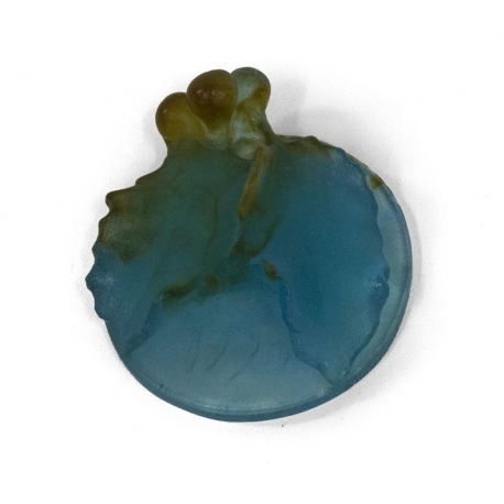 DAUM signature blue glass pendant with floral design