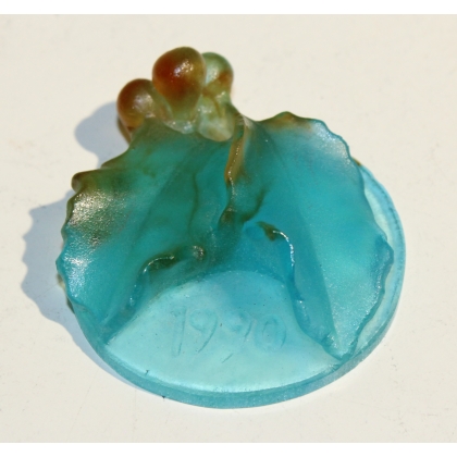 DAUM signature blue glass pendant with floral design