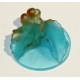 Pendentif en verre bleu signature fleurie DAUM