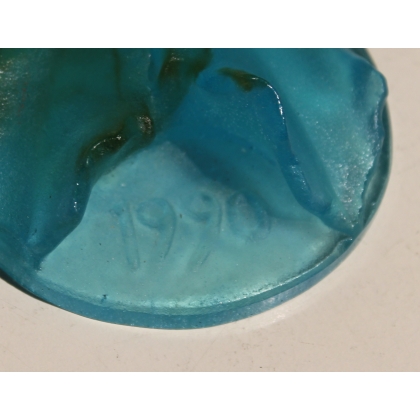 DAUM signature blue glass pendant with floral design