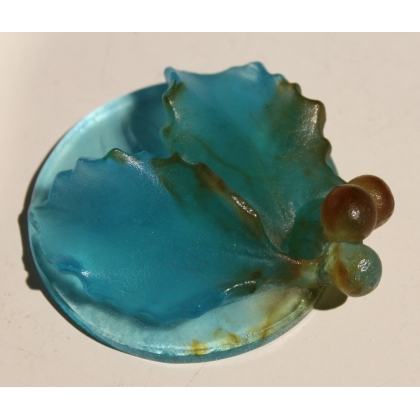 DAUM signature blue glass pendant with floral design