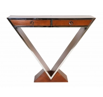Console "Delta" en bois et inox