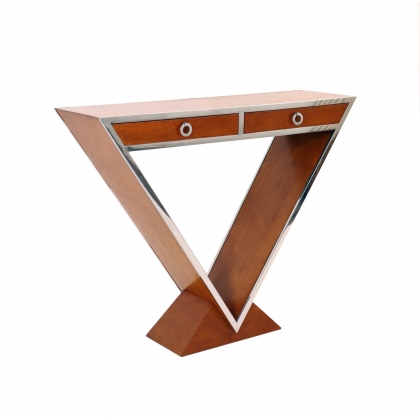  Console "Delta" en alu et bois sur  Moinat SA  - Antiquités décoration