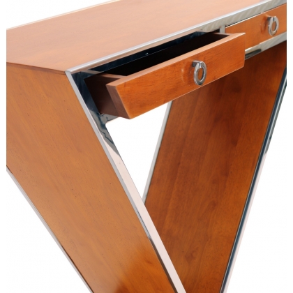  Console "Delta" en alu et bois sur  Moinat SA  - Antiquités décoration