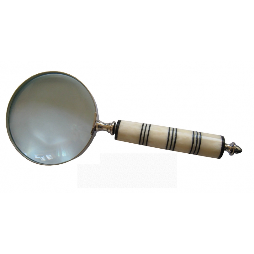 Loupe manche en corne rayée blanche et noire