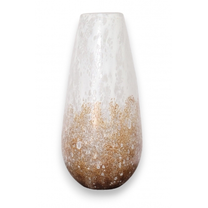 Vase aubergine émaillé or et blanc, grand