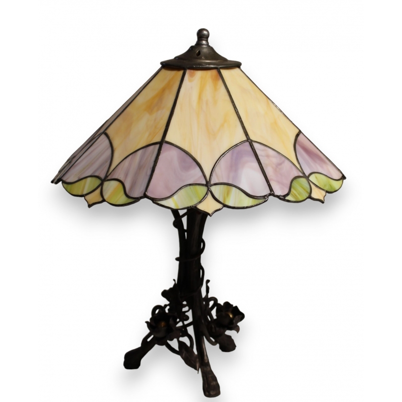 Lampe style Tiffany motif géométrique