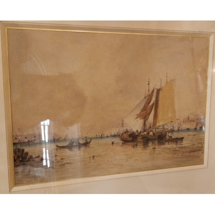 Aquarelle "Vue de Venise" signée FRANTZ