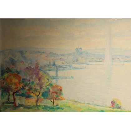 Tableau \"Genève\" signé PAVEL 95