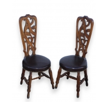 Paire de chaises Russes dossier sculpté Fleurs