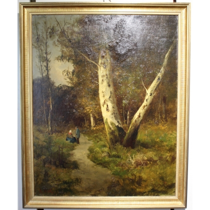 Tableau \"Chemin de forêt\" signé R. SCOTT