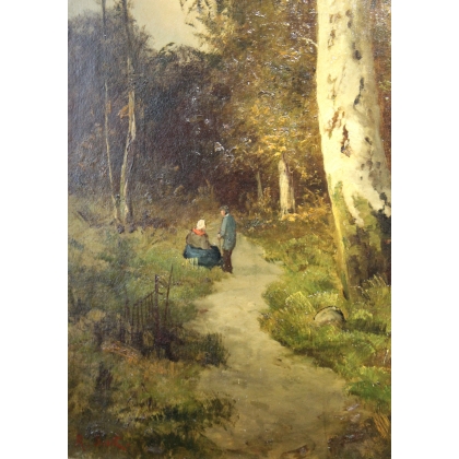 Tableau \"Chemin de forêt\" signé R. SCOTT