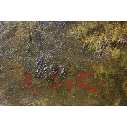Tableau \"Chemin de forêt\" signé R. SCOTT