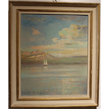 Tableau \"Les rochers de Mémise\" signé Louis BAUDIT