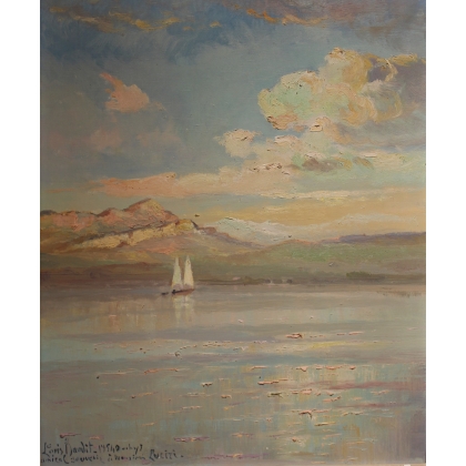 Tableau \"Les rochers de Mémise\" signé Louis BAUDIT