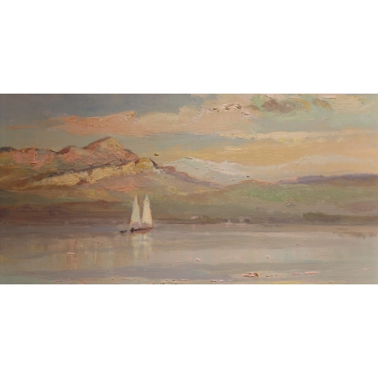 Tableau \"Les rochers de Mémise\" signé Louis BAUDIT