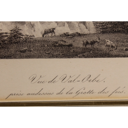 Gravure "Vue de Val-Orbe" par BOURGEOIS