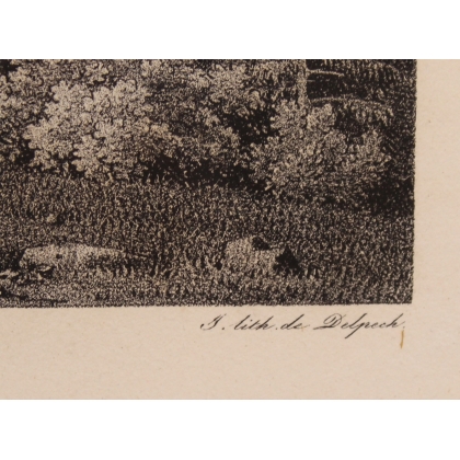 Gravure "Vue de Val-Orbe" par BOURGEOIS