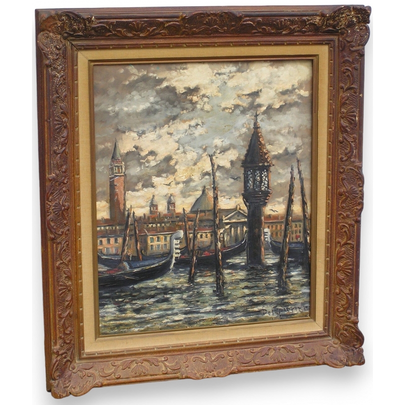 Paintings | Painting entitled ‘View of Venice’, signed Moinat SA  – Antiques and home décor