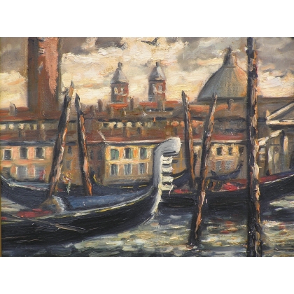 Paintings | Painting entitled ‘View of Venice’, signed Moinat SA  – Antiques and home décor