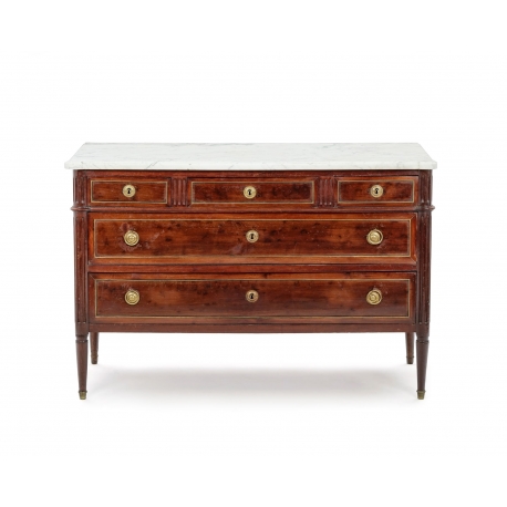 Commode Louis XVI en acajou dessus marbre blanc