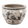 Cache pot rond en porcelaine poissons Moyen