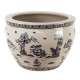 Cache pot rond en porcelaine poissons Moyen