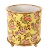 Cache-pot rond en porcelaine "Fleurs", jaune Grand