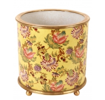 Cache-pot rond en porcelaine "Fleurs", jaune Grand