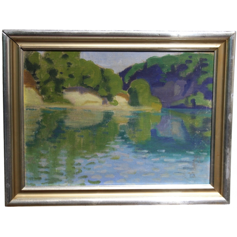 Paintings | Oil on canvas ‘Bord de rivière’ by Moinat SA  – Antiques and home décor