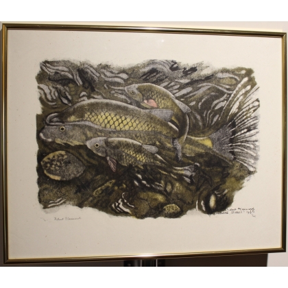 Gravure "Chevaines" signée Robert HAINARD