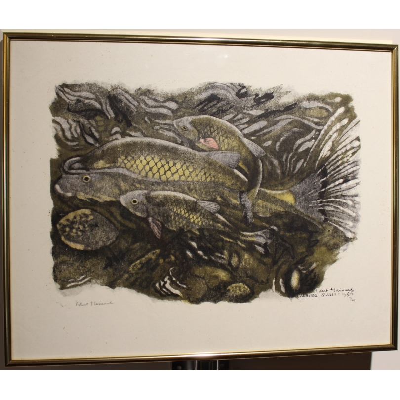 Gravure "Chevaines" signée Robert HAINARD