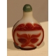 Snuff bottle en verre de canton rouge et blanc