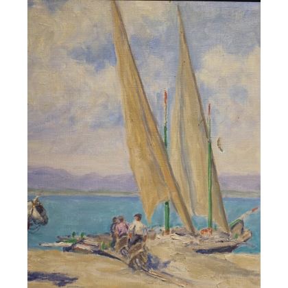 Tableau \"Chevaux à Genève\" signé ZUBRITZKY