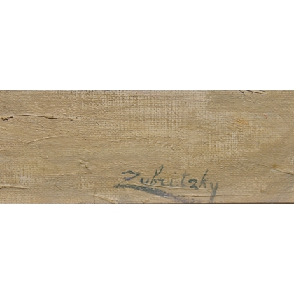 Tableau \"Chevaux à Genève\" signé ZUBRITZKY