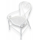 Fauteuil en fer forgé blanc, assise en cannage