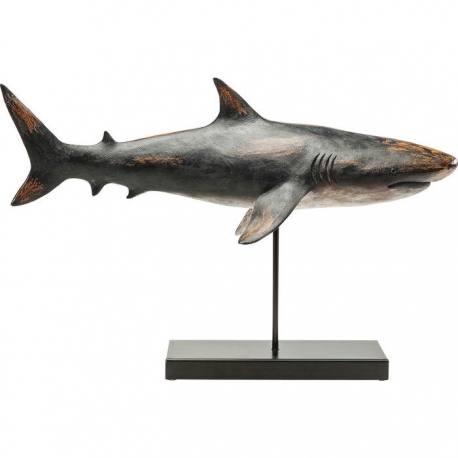 Requin en résine sur une base en métal noir